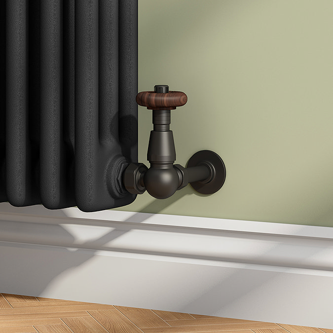 Chatsworth Matt Black Thermostatic Corner Radiator Valves - Energy Saving