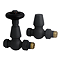 Chatsworth Matt Black Thermostatic Straight Radiator Valves (Black Ring) - Energy Saving