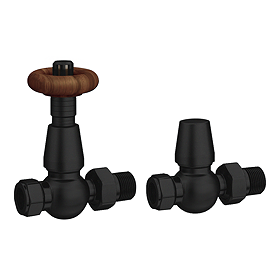 Chatsworth Matt Black Thermostatic Straight Radiator Valves - Energy Saving