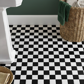 Chatsworth Matt Black & White Checkerboard Mosaic Tile Sheet