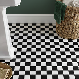 Chatsworth Matt Black & White Checkerboard Mosaic Tile Sheet