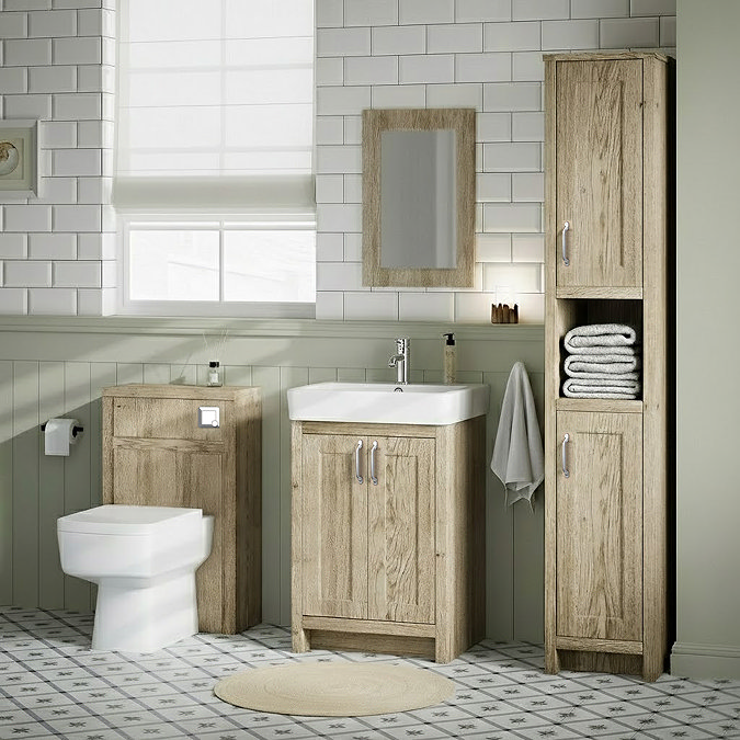 Chatsworth Natural Oak Toilet Unit with Square Pan, Cistern & Chrome Flush