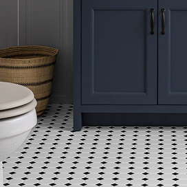 Chatsworth Octagon Black & White Mosaic Tile Sheet - 295 x 295mm