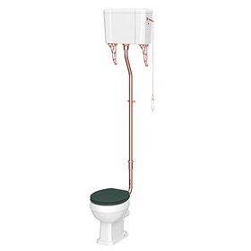 Chatsworth Rose Gold High Level Traditional Toilet w. Green Seat Large Image