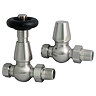 Chatsworth Satin Nickel & Black Thermostatic Straight Radiator Valves - Energy Saving