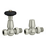 Chatsworth Satin Nickel & Black Thermostatic Straight Radiator Valves - Energy Saving
