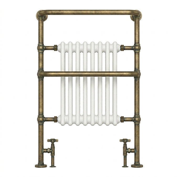 Chatsworth Savoy Antique Brass Radiator with Extra Towel Bar