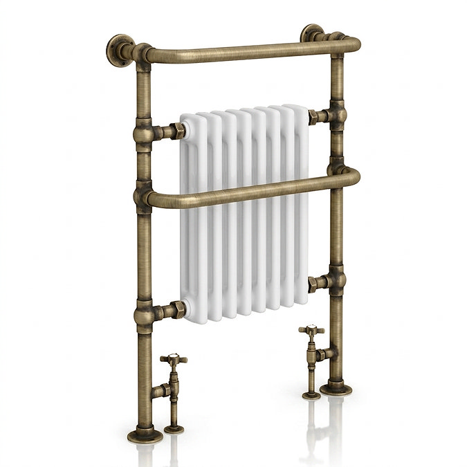 Chatsworth Savoy Antique Brass Radiator with Extra Towel Bar