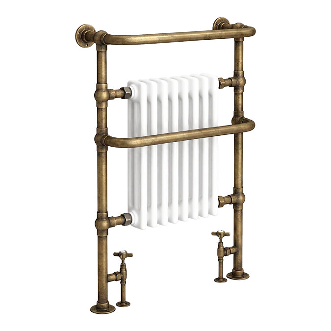 Chatsworth Savoy Antique Brass Radiator with Extra Towel Bar