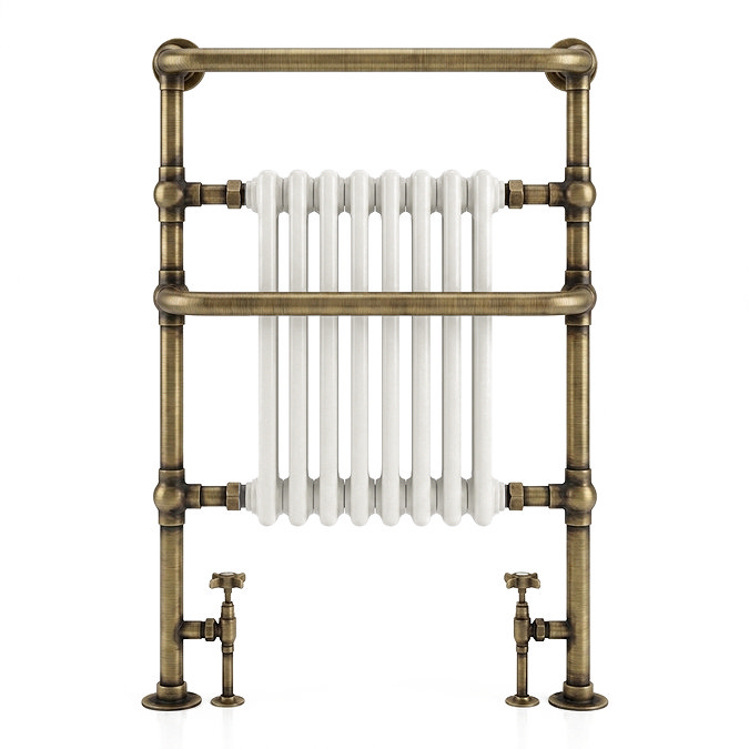 Chatsworth Savoy Antique Brass Radiator with Extra Towel Bar