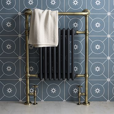 Chatsworth Savoy Traditional Heated Towel Rail Radiator (Antique Brass & Anthracite Grey)