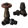 Chatsworth Rustic Brass Thermostatic Corner Radiator Valves - Energy Saving