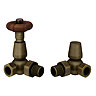 Chatsworth Rustic Brass Thermostatic Corner Radiator Valves - Energy Saving