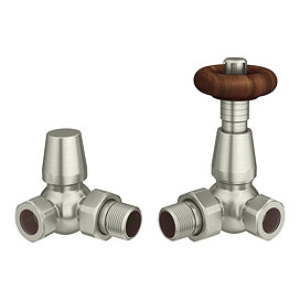 Chatsworth Satin Nickel Thermostatic Corner Radiator Valves - Energy Saving