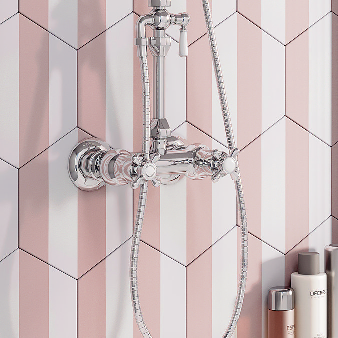 Chatsworth Thermostatic Shower with Diverter, Rigid Riser & Fixed Head Chrome