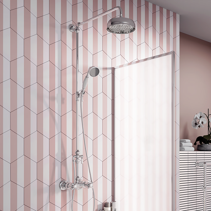 Chatsworth Thermostatic Shower with Diverter, Rigid Riser & Fixed Head Chrome