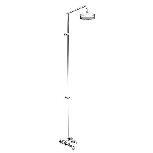Chatsworth Thermostatic Shower Bar Valve with Rigid Riser & Bath Tap Victorian Plumbing UK