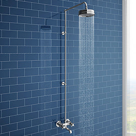 Chatsworth Thermostatic Shower Bar Valve with Rigid Riser & Bath Tap Medium Image