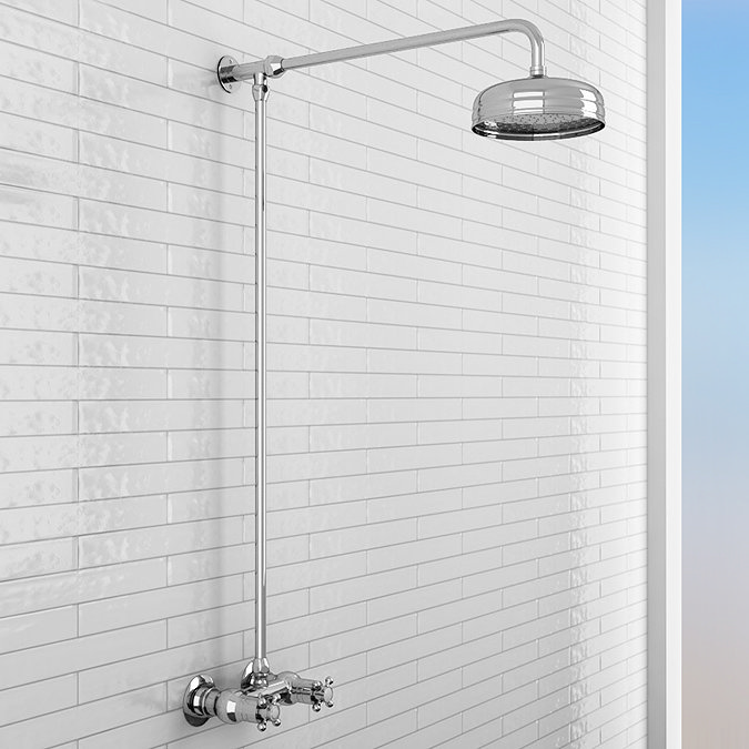 Chatsworth Thermostatic Shower Bar Valve with Rigid Riser & Fixed Head  additional Large Image
