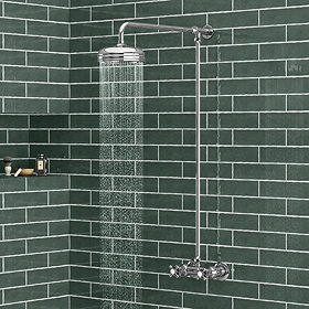 Chatsworth Thermostatic Shower Bar Valve with Rigid Riser & Fixed Head Large Image