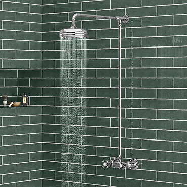 Chatsworth Thermostatic Shower Bar Valve with Rigid Riser & Fixed Head  Profile Large Image
