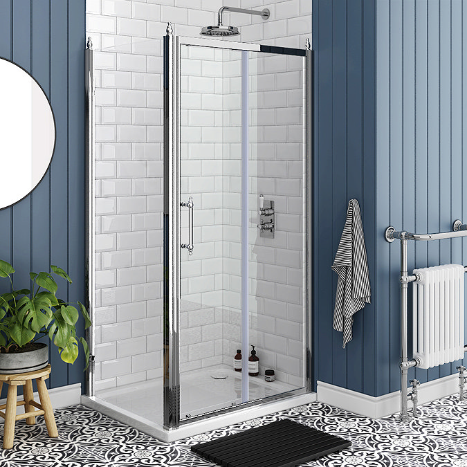 Chatsworth Traditional 1000 x 700mm Sliding Door Shower Enclosure + Tray Large Image