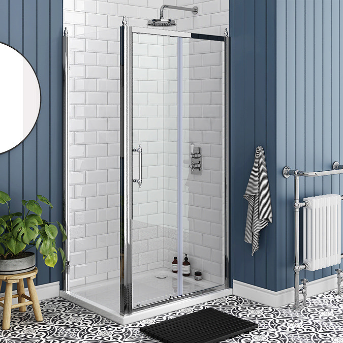 Chatsworth Traditional 1000 x 800mm Sliding Door Shower Enclosure + Tray Large Image