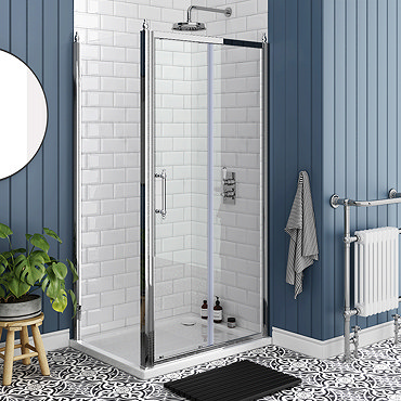 Chatsworth Traditional 1000 x 800mm Sliding Door Shower Enclosure + Tray  Profile Large Image
