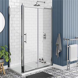 Chatsworth Traditional 1200 x 700mm Sliding Door Shower Enclosure + Tray Medium Image