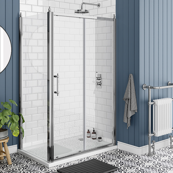 Chatsworth Traditional 1200 x 700mm Sliding Door Shower Enclosure + Tray Large Image