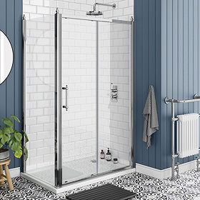 Chatsworth Traditional 1200 x 700mm Sliding Door Shower Enclosure + Tray Large Image