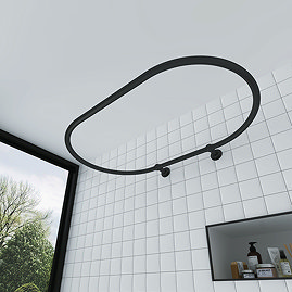 Chatsworth Traditional 1200 x 815mm Matt Black Oval Shower Curtain Rail Large Image