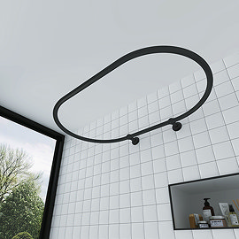 Chatsworth Traditional 1200 x 815mm Matt Black Oval Shower Curtain Rail Large Image