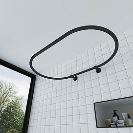 Chatsworth Traditional 1200 x 815mm Matt Black Oval Shower Curtain Rail Large Image