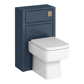 Chatsworth Traditional 500mm Blue Toilet Unit with Square Pan, Cistern & Antique Brass Flush