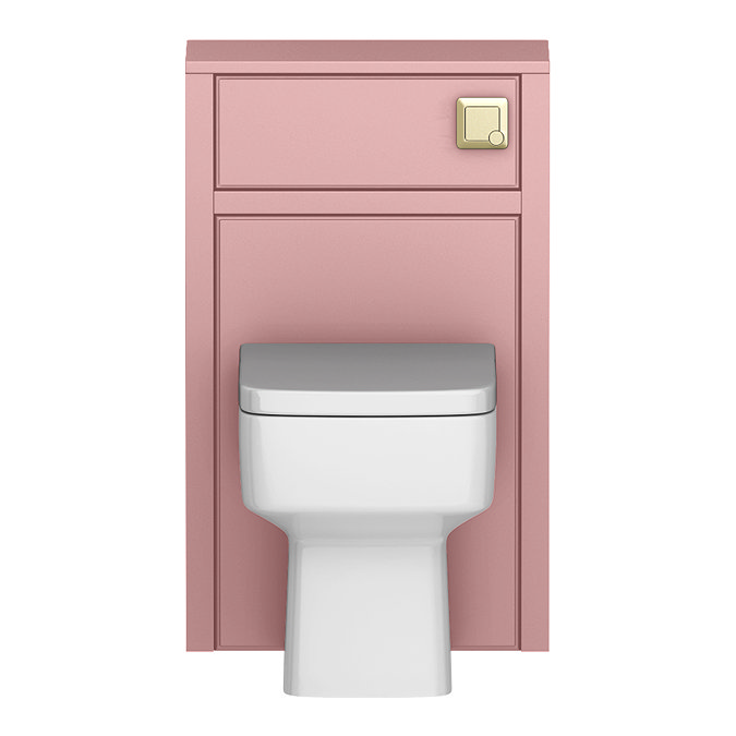 Chatsworth Traditional 500mm Dusky Pink Toilet Unit with Square Pan, Cistern & Brushed Brass Flush