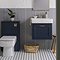 Chatsworth Traditional 500mm Blue Toilet Unit with Square Pan, Cistern & Brushed Brass Flush