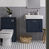 Chatsworth Traditional 500mm Blue Toilet Unit with Square Pan, Cistern & Chrome Flush
