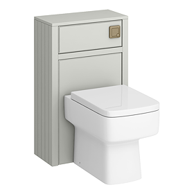 Chatsworth Traditional 500mm Grey Toilet Unit with Square Pan, Cistern & Antique Brass Flush