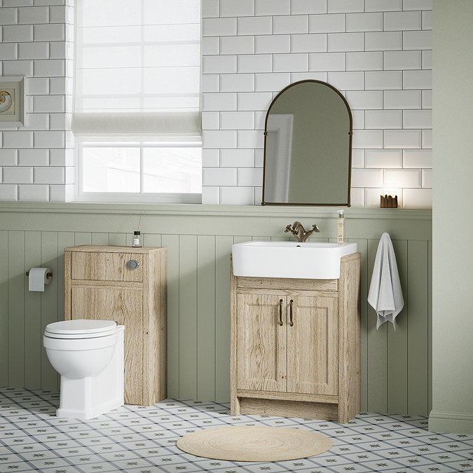 Chatsworth Traditional 500mm Natural Oak Toilet Unit with Pan (Excludes Seat & Cistern)