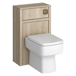 Chatsworth Traditional 500mm Natural Oak Toilet Unit with Square Pan, Cistern & Antique Brass Flush