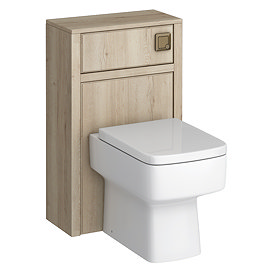 Chatsworth Traditional 500mm Natural Oak Toilet Unit with Square Pan, Cistern & Antique Brass Flush