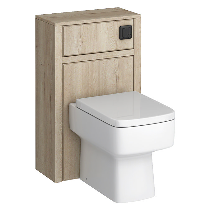 Chatsworth Natural Oak Toilet Unit with Square Pan, Cistern & Matt Black Flush