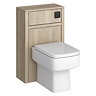 Chatsworth Natural Oak Toilet Unit with Square Pan, Cistern & Matt Black Flush