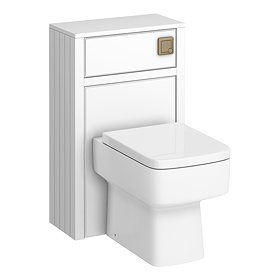 Chatsworth Traditional 500mm White Toilet Unit with Square Pan, Cistern & Antique Brass Flush