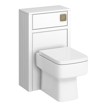 Chatsworth Traditional 500mm White Toilet Unit with Square Pan, Cistern & Antique Brass Flush