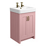 Chatsworth Traditional 560mm Dusky Pink Vanity - 2 Tap Hole with Antique Brass Handles