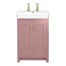 Chatsworth Traditional 560mm Dusky Pink Vanity - 2 Tap Hole with Brushed Brass Handles