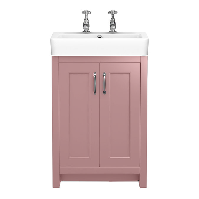 Chatsworth Traditional 560mm Dusky Pink Vanity - 2 Tap Hole with Chrome Handles
