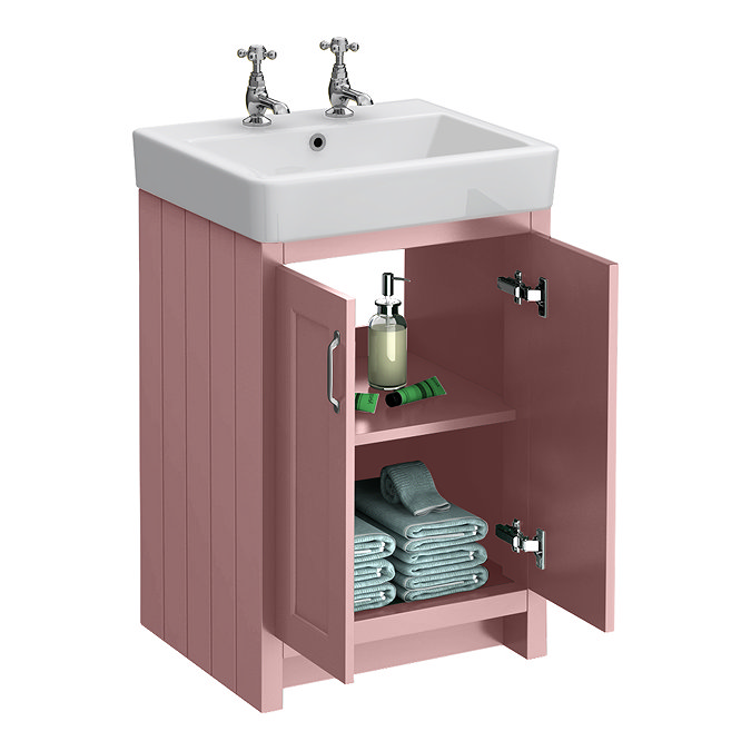 Chatsworth Traditional 560mm Dusky Pink Vanity - 2 Tap Hole with Chrome Handles